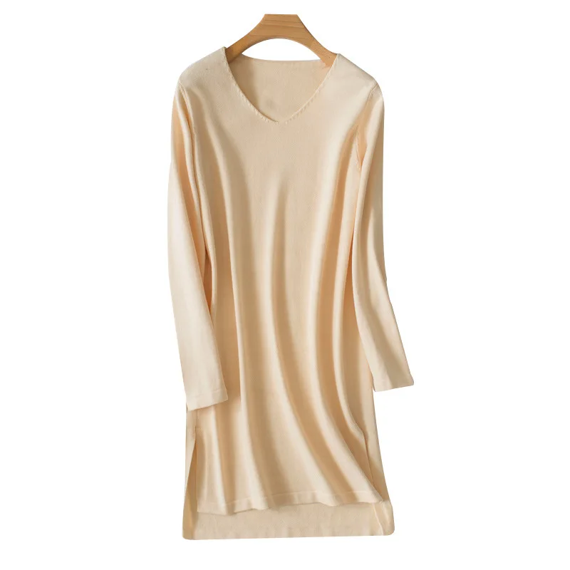 Оптовая продажа, трикотажная антибиоза jumperOEM, органический хлопок, искусственный шелк, переработанная пряжа, полиэфир, экологически чистые женские свитеры, платье