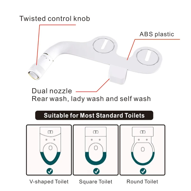 Modern Sleek Design Fresh Clean Water Sprayer Bidet Toilet Seat Attachment, OEM/ODM Nozzle Self-Cleaning Shattaf Toilet Bidet