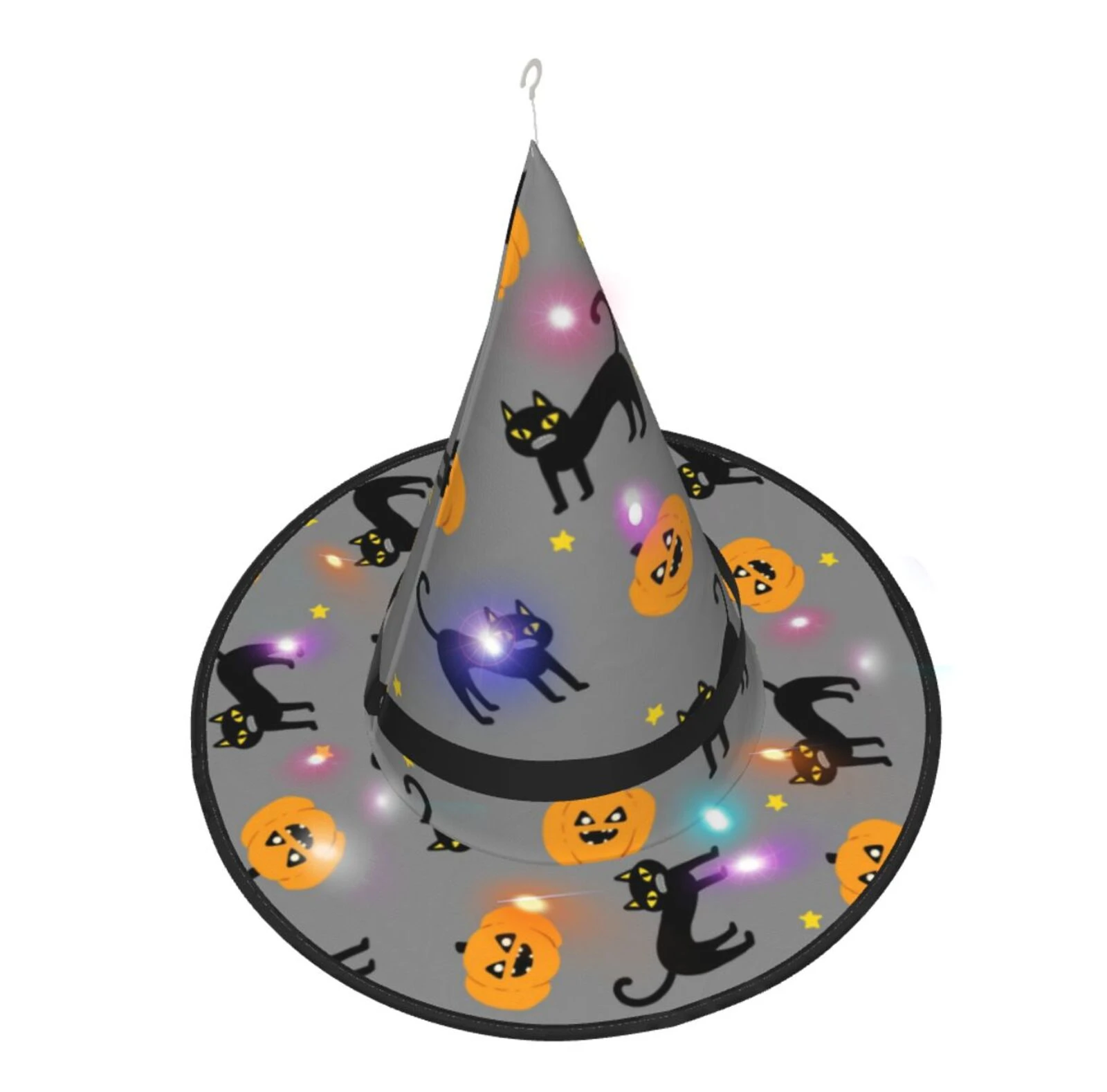 Halloween Decor Led Glowing Witch And Wizard Hat Colorful Led Hanging Lights Halloween Witch Hats Costume Accessory For Adult