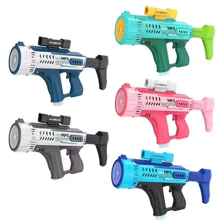 57 Holes Electric Automatic Bubble Gun Toys With Light Music Bubble Blower Machine Toys Outdoor Soap Water Toy