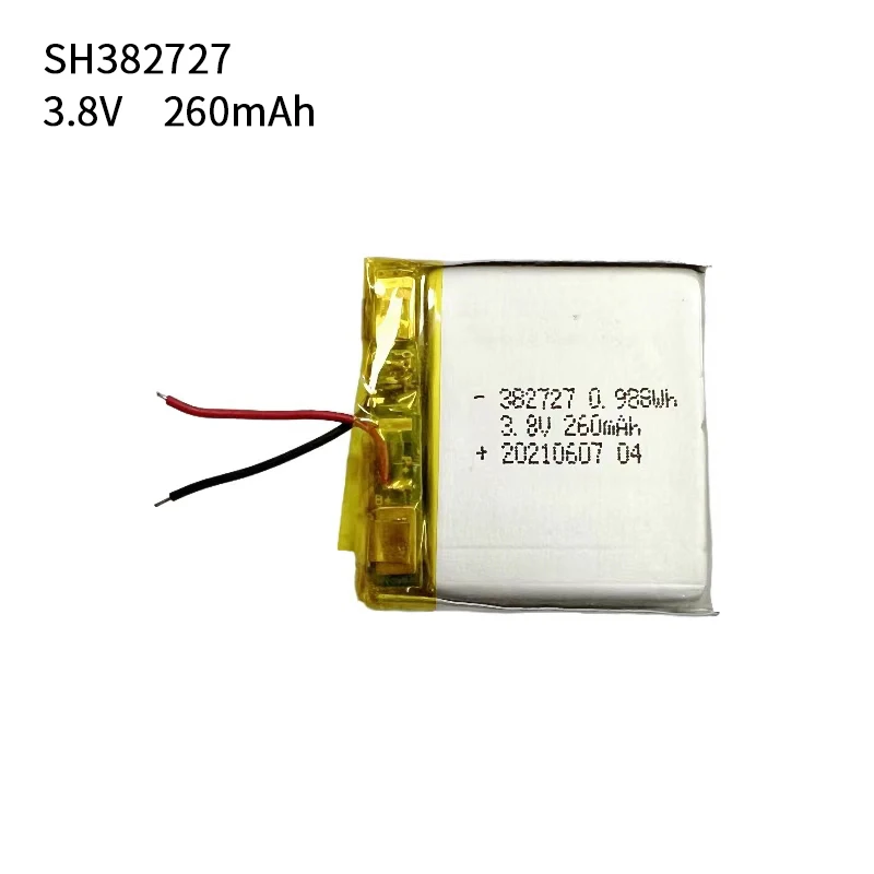 Factory cheap price 3.7v 3.8V  7.4V 382727 350mah lithium polymer battery 260mah 400mah li ion battery with BMS