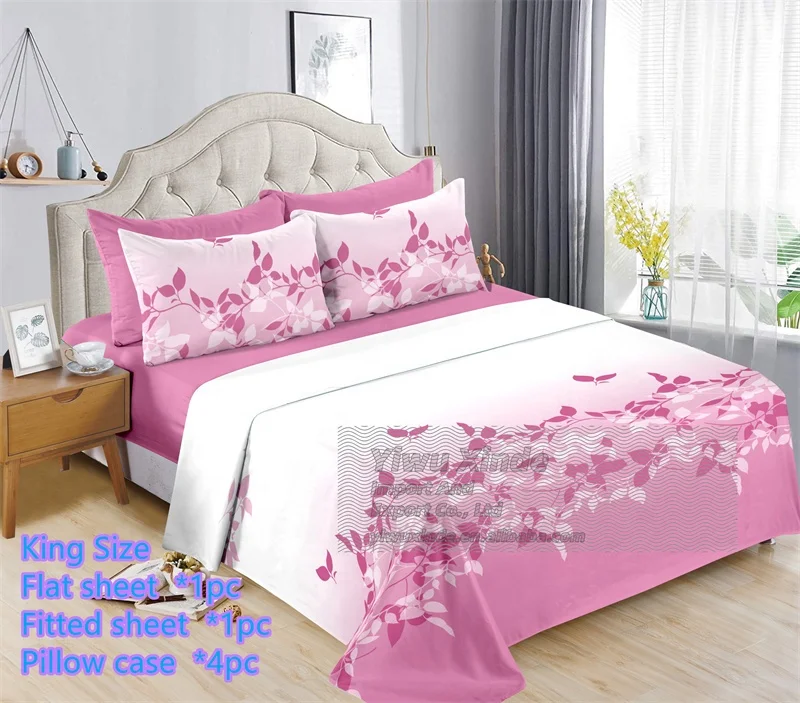 wholesale American Style King Size Floral Printed Luxury Soft Microfiber Printed 6pc Bed Sheets set for bedsheets