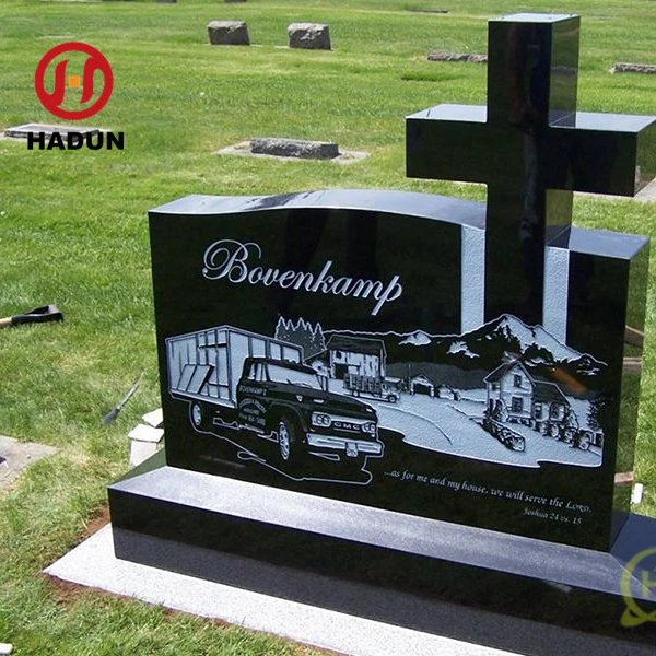 China black granite monuments cross headstones marble stone for grave