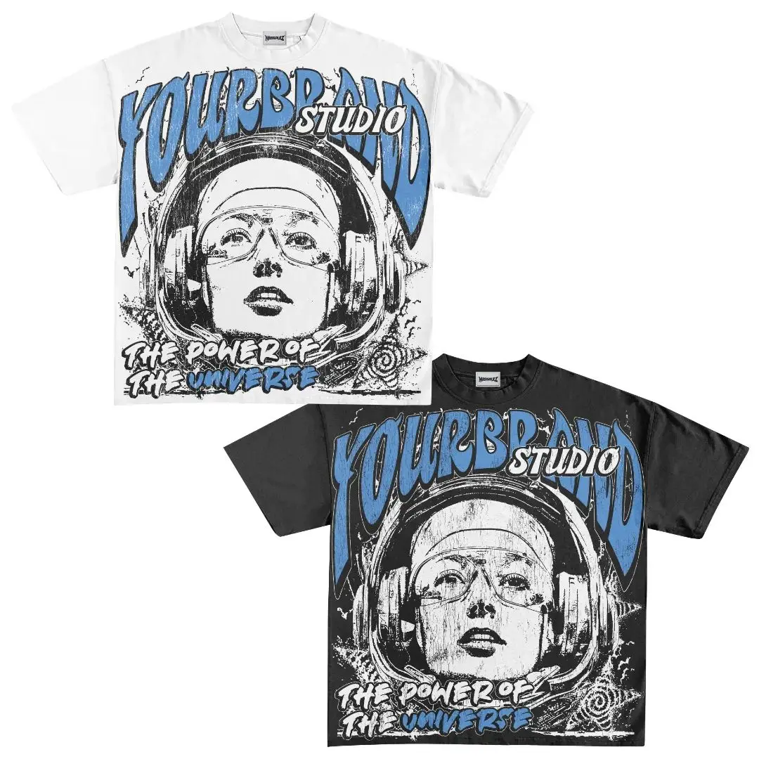 Custom 220 GSM Heavy Weight Cotton Screen Printing Tee Shirts for Men Stone Washed with Dropped Shoulder Customizable