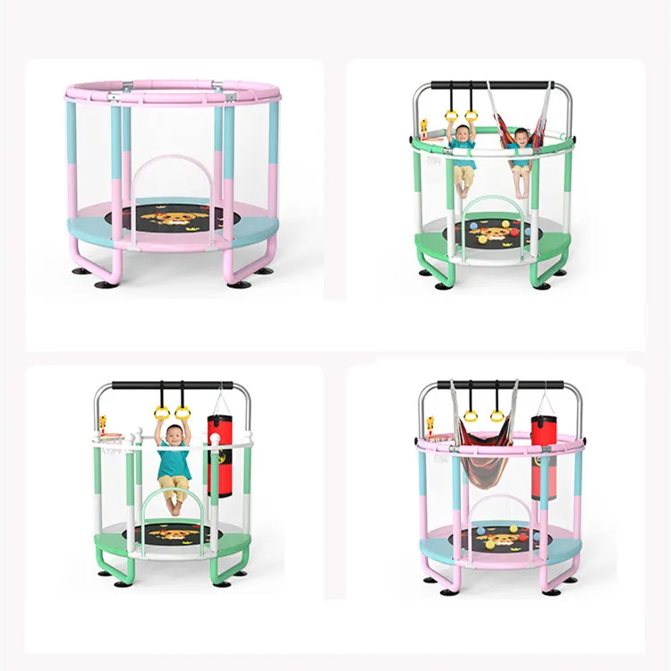 Large Space 5 FT Kids Trampoline Safety Enclosure Net Children Mini Trampoline Indoor Outdoor Fitness Gym Jumping Bed