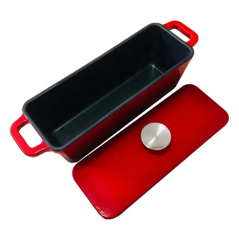 Non-stick Enamel Baking Loaf Bread Pan Cast Iron Rectangle Bread Bakers Pot With Cover