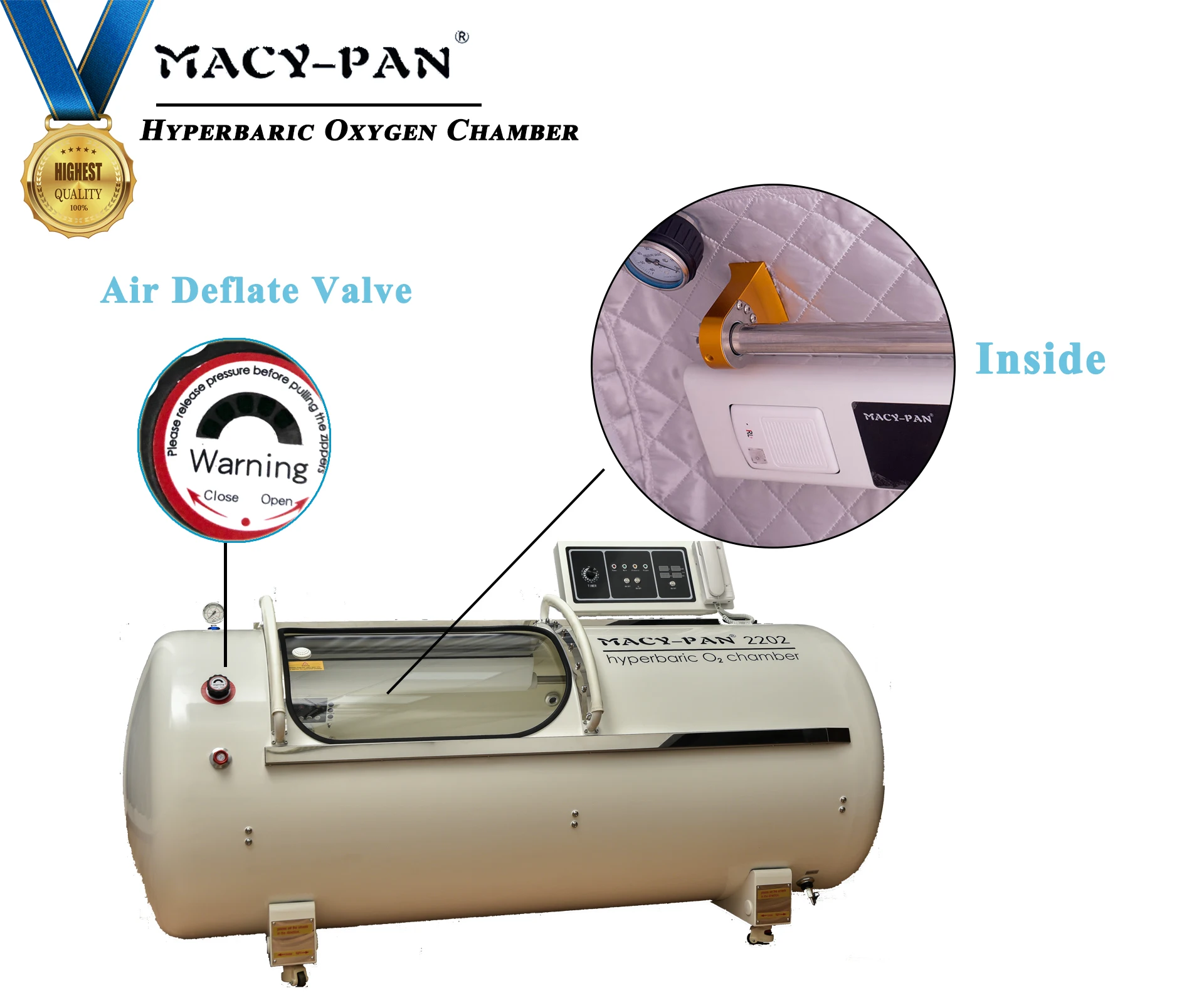 Macy-Pan hyperbaric oxygen chamber HP1501 1.5 ATA used for skin rejuvenation