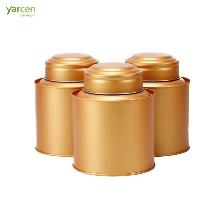 Best Selling Round Golden Matt Finish  Tea Tins  With Inner Lid