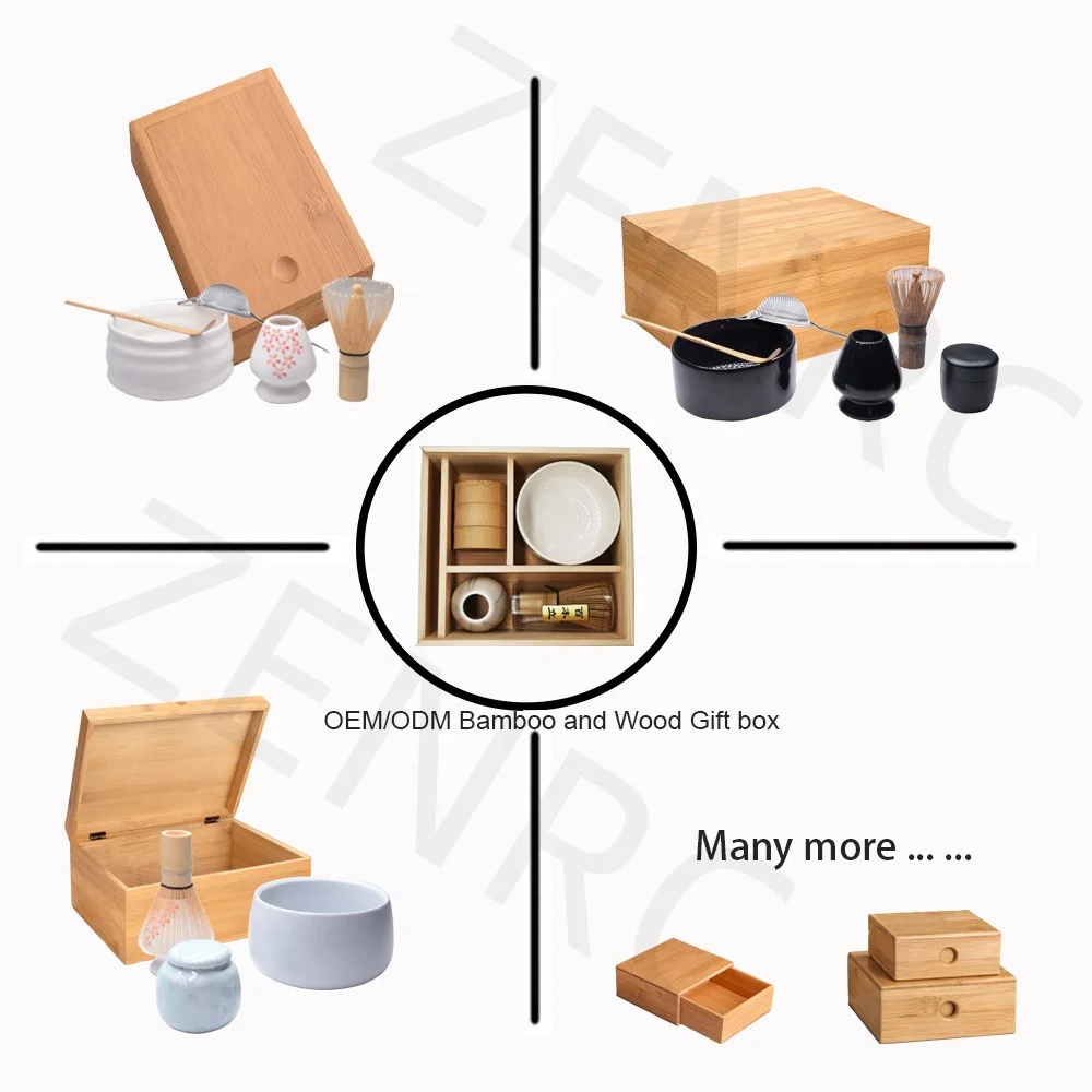 Handmade Bamboo Matcha Whisk Japanese Brush Tea Tools Wooden Box with Wood Matcha Gift set