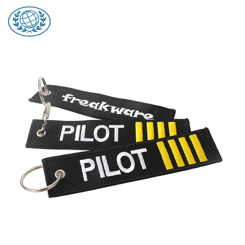Custom Size keychain Embroidered aviation keychain before flight personnel keyrings No MOQ