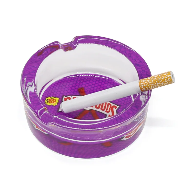 Hot Selling Different Designs Round Shape 85MM Glass Ashtray Custom Logo Cigar Ash Tray Wholesale