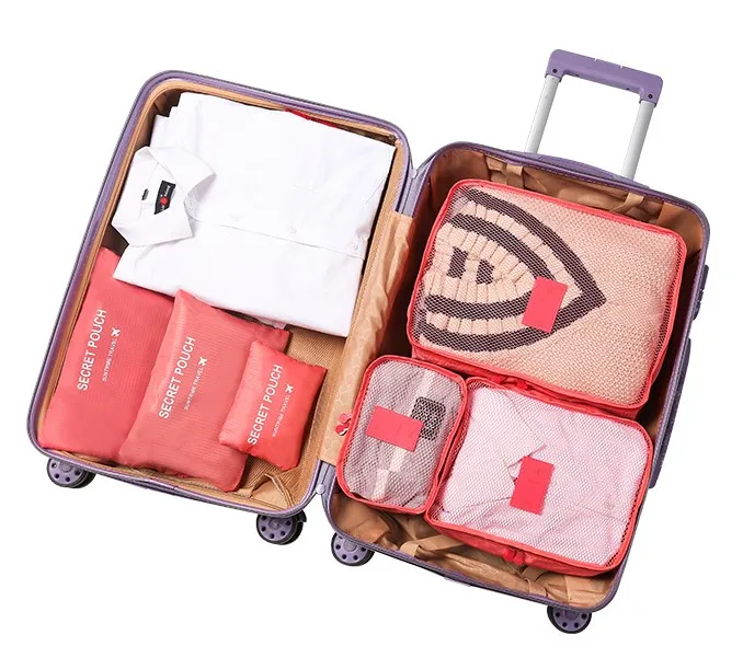 6 Set Packing Cubes  Large Travel Luggage Packing Organizer 3 Cubes 3 Laundry Pouch Bags 6pcs Travel Organizer Storage Bag