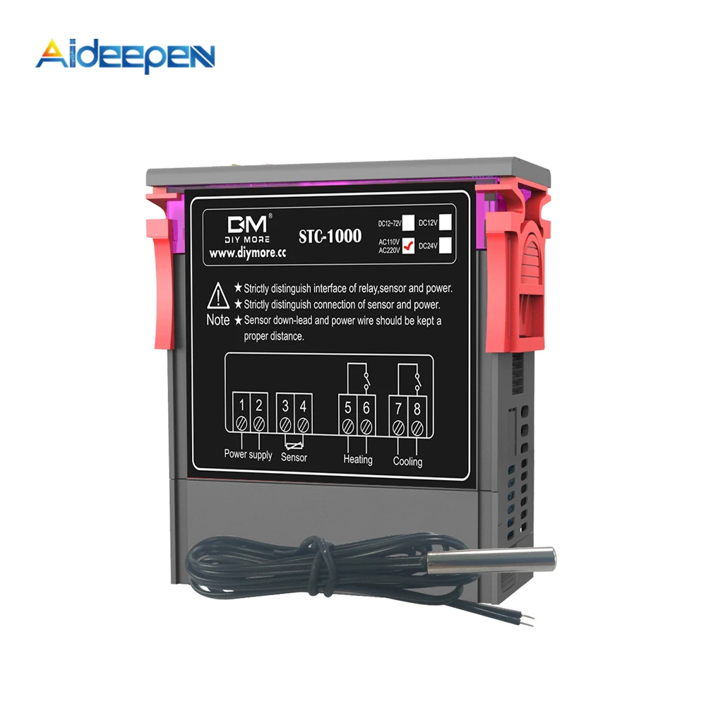 STC-1000 STC 1000 Digital Temperature Controller LED 10A Heating Cooling 12V 24V 220V Thermostat Thermoregulator incubator Relay