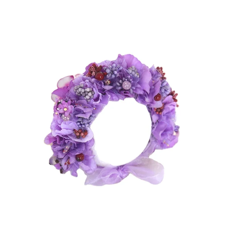 Granden bonnet Knit baby hat Photo props Newborn baby Gril hat Purple bonnet Vintage Flower bonnet cap
