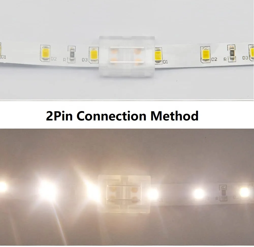 New Crystal Clip Wire 10mm IP65 Waterproof 2Pin 3Pin 4Pin 5Pin Female I Type LED Strip Connector