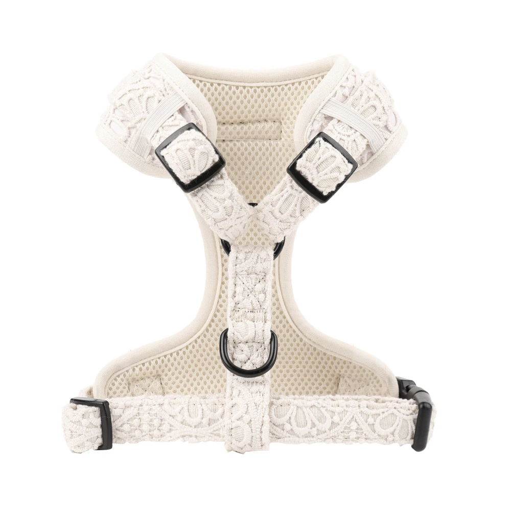 Personalised Crochet Dog Harness Adjustable Collar Leash And Poop Bag Pet Training Supplies Embroidered Dog Harness