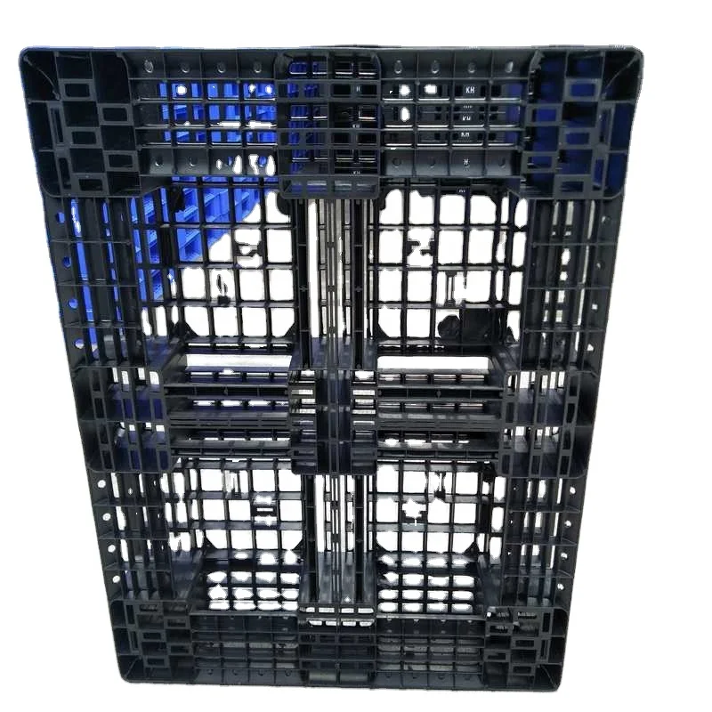 1300 * 1100 * 140 Mm Injection-molded Plastic Solid Single Side Black Nestable Plastic Pallet For Exports
