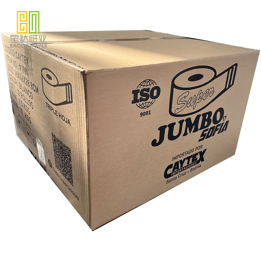 Roll Tissue Paper Papier Hygienique 2ply 3 ply 200 Meters Toilet Tissue Jumbo Roll Paper