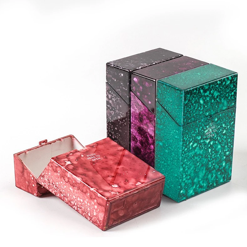 XY105CCP17 Marble Grain Cigarette Case 20pcs Capacity Cigarettes OEM LOGO Tobacco Smoking Accessories Plastic Box
