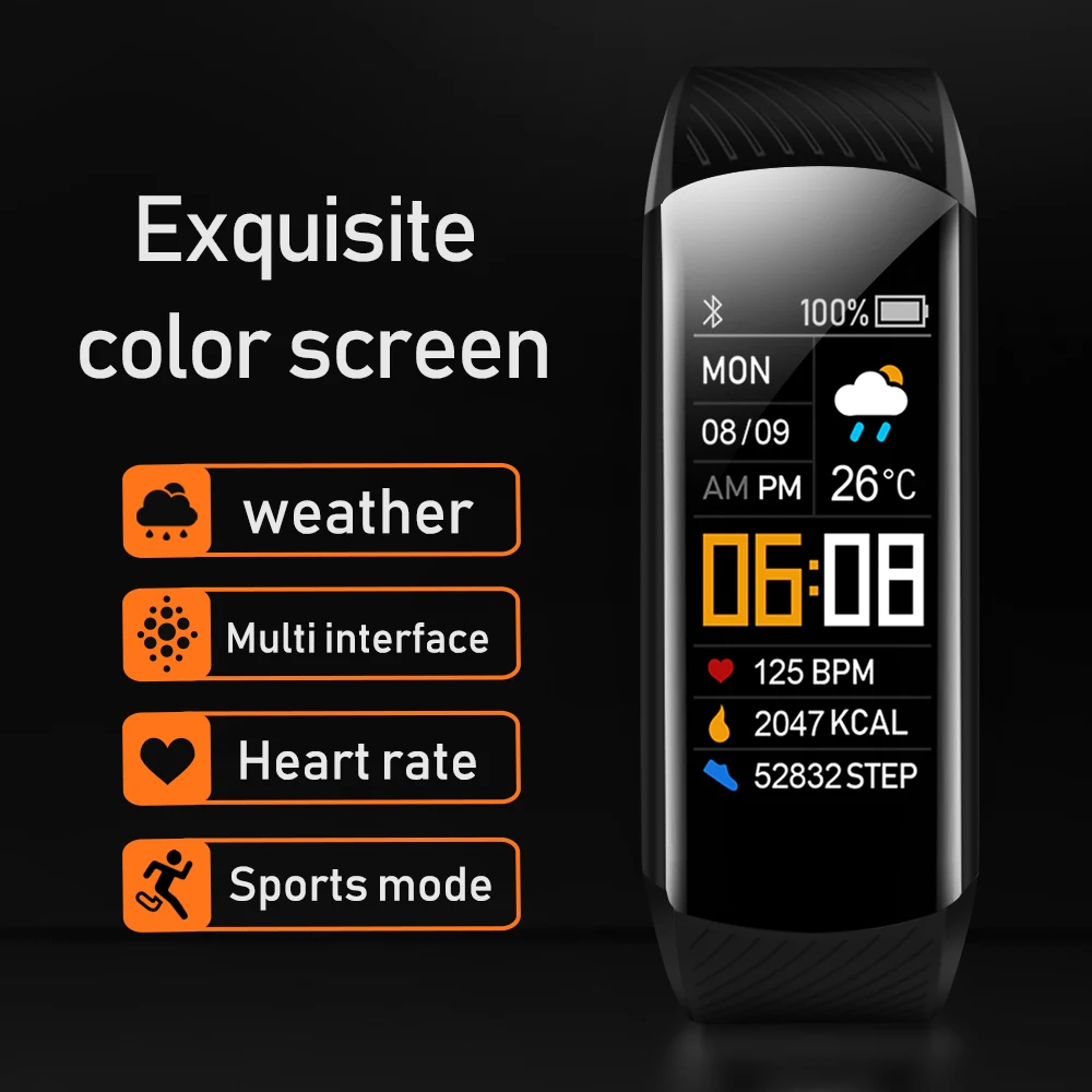 Спортивные Смарт-часы с измерением пульса, массивный онлайн-циферблат, многоязычный C5S смарт-Браслет С Пульсометром
