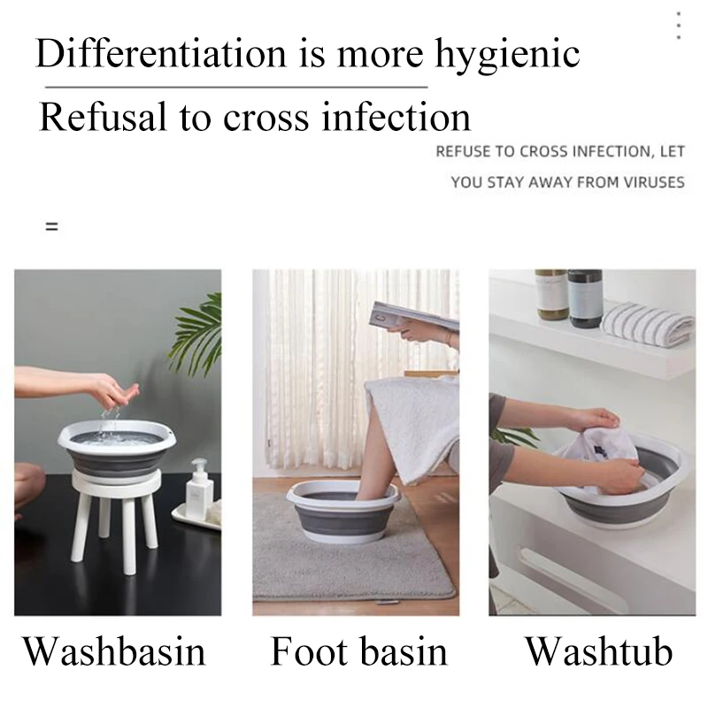 3 Sets Collapsible Travel Wash Basin Bucket Lightweight Portable Vegetable Washing Basin