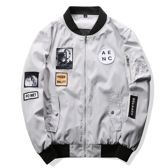 Wholesale Fashion Slim Fit Pilot Hip Hop Silk Satin Custom Bomber Jacket Men
