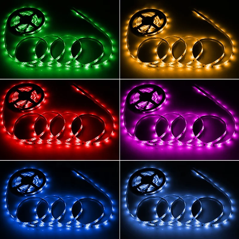 Оптовая продажа 12 В 5 м 2835/5050 RGB Светодиодная лента меняющая цвет дистанционное управление приложениями гибкая интеллектуальная светодиодная
