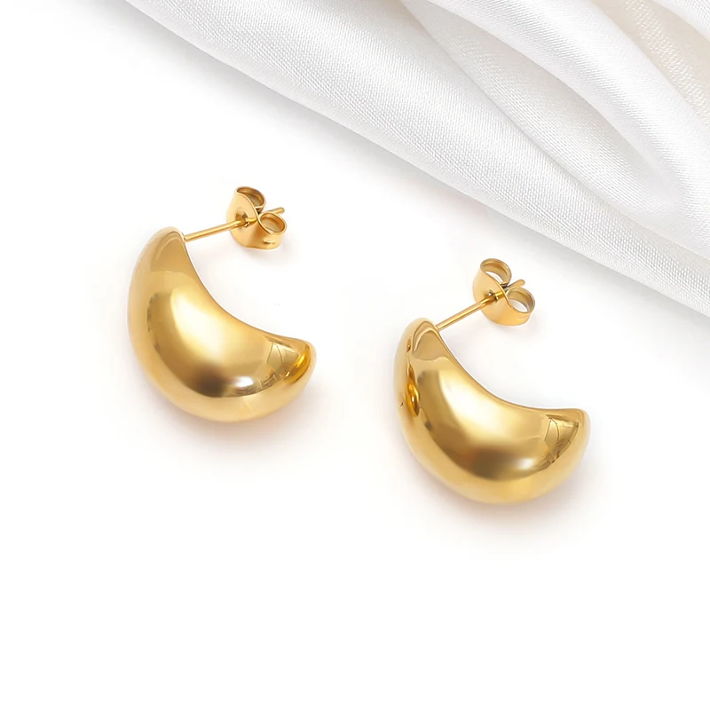 High quality stainless steel gold plated titanium steel 18K gold earrings made in China
