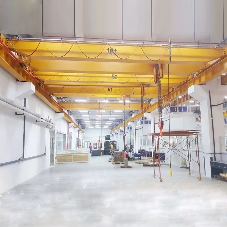 Workshop 20 ton double girder bridge travelling crane with hook lifting