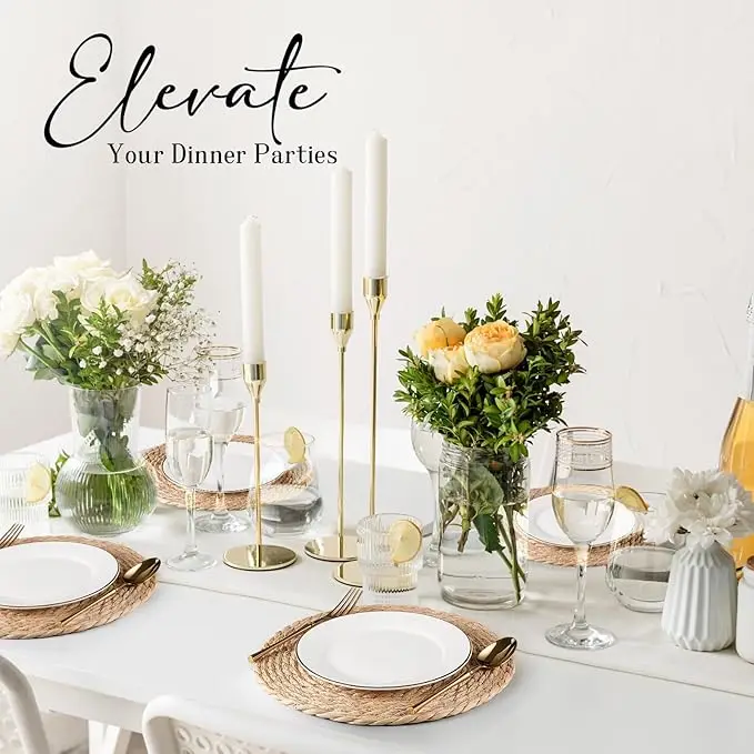 Round Woven Placemats Natural Water Hyacinth Place mats 2 inch Rattan Placemats Farmhouse Boho Braided Heat Table Place Mats