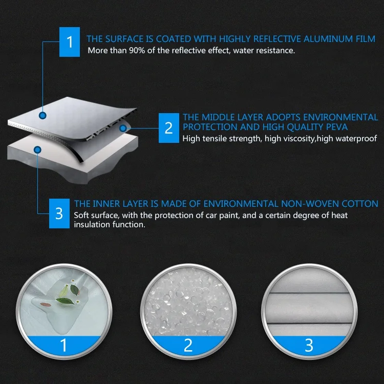 PE aluminium waterproof rain protection car cover