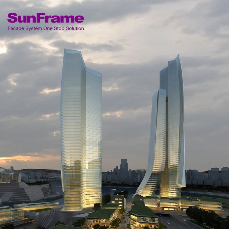Podium tower skyscraper exterior building aluminum facade system curtain wall