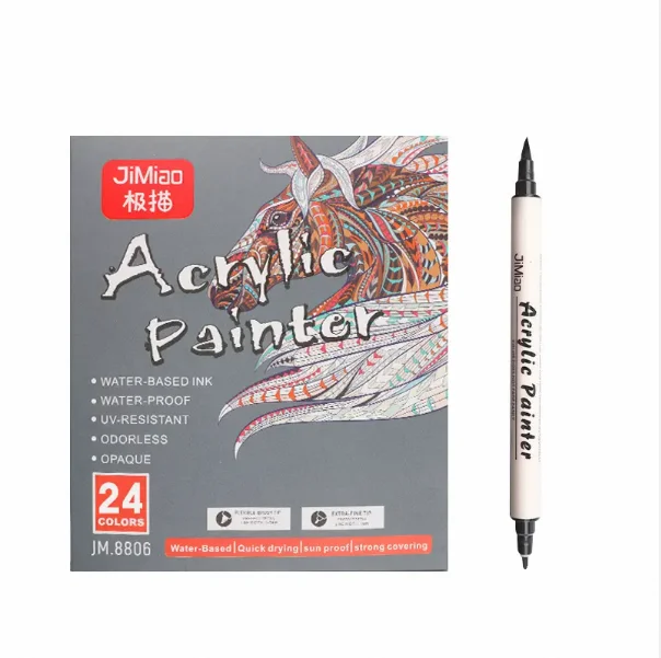 24 Morandi Colors Water-based Acrylic Paint Marker pen for Student Drawing