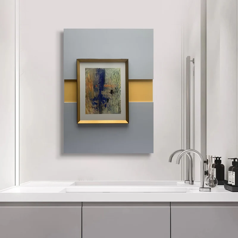 JZ Home Decor Luxury Wood Frame Canvas Famous Oil Painting Reproduction Monet Sunsise Vintage Wall Art