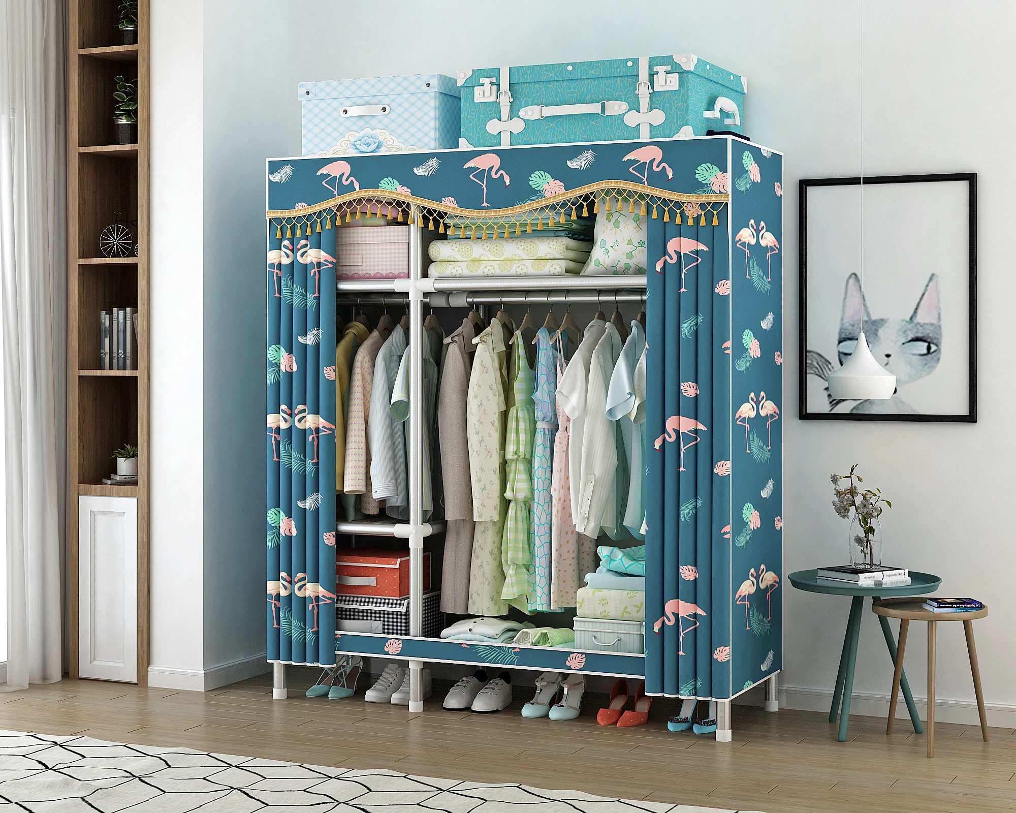 
Cheap Corner bedroom Polyester Non-woven Layer fabric foldable closet cupboard wardrobe for home C2055 