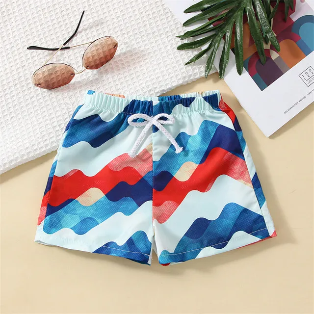 1Pcs Custom Logo RTS Summer Infant Toddler Children Clothes Cotton Decorative Pattern Boys Swim Trunk