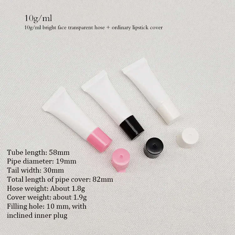 Ready stock 8ml 10ml 15ml 18ml plastic glossy Lip Balm clear White Cap squeeze lip gloss tube packaging lip gloss lid tube
