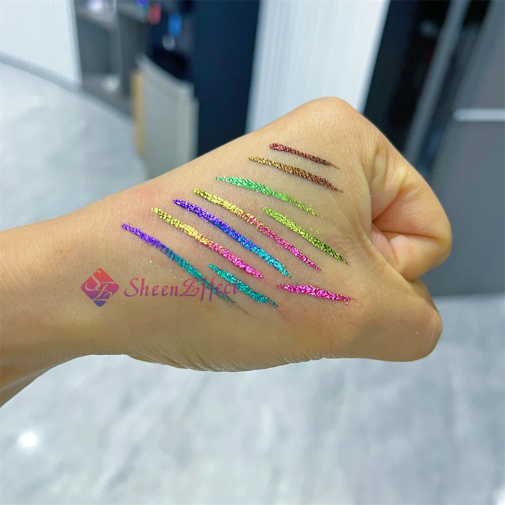 Vegan Cosmetics Private Label Cosmetics Colored Glitter Liquid Eyeliner Pencil Pen Custom Silver Blue Diamond Glitter Eyeliner