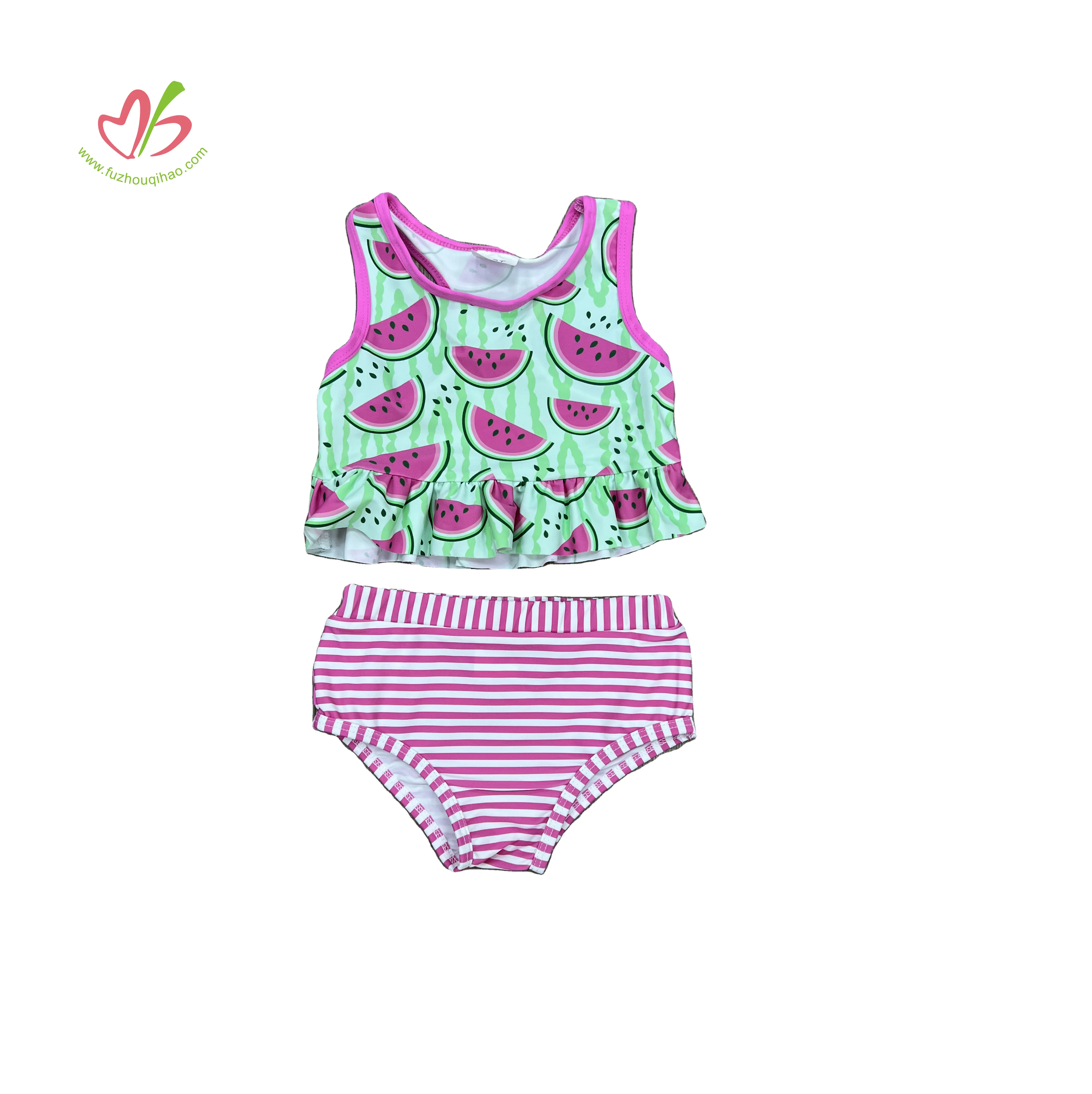 Watermelon print fitness swimwear 2 pieces baby comfortable bathing clothes set kids swimsuit