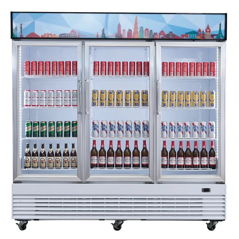 3-Door Glass Sliding Door Merchandiser DSM-69R Refrigerator Vertical Auto defrost Beverage Upright Commercial Equipment