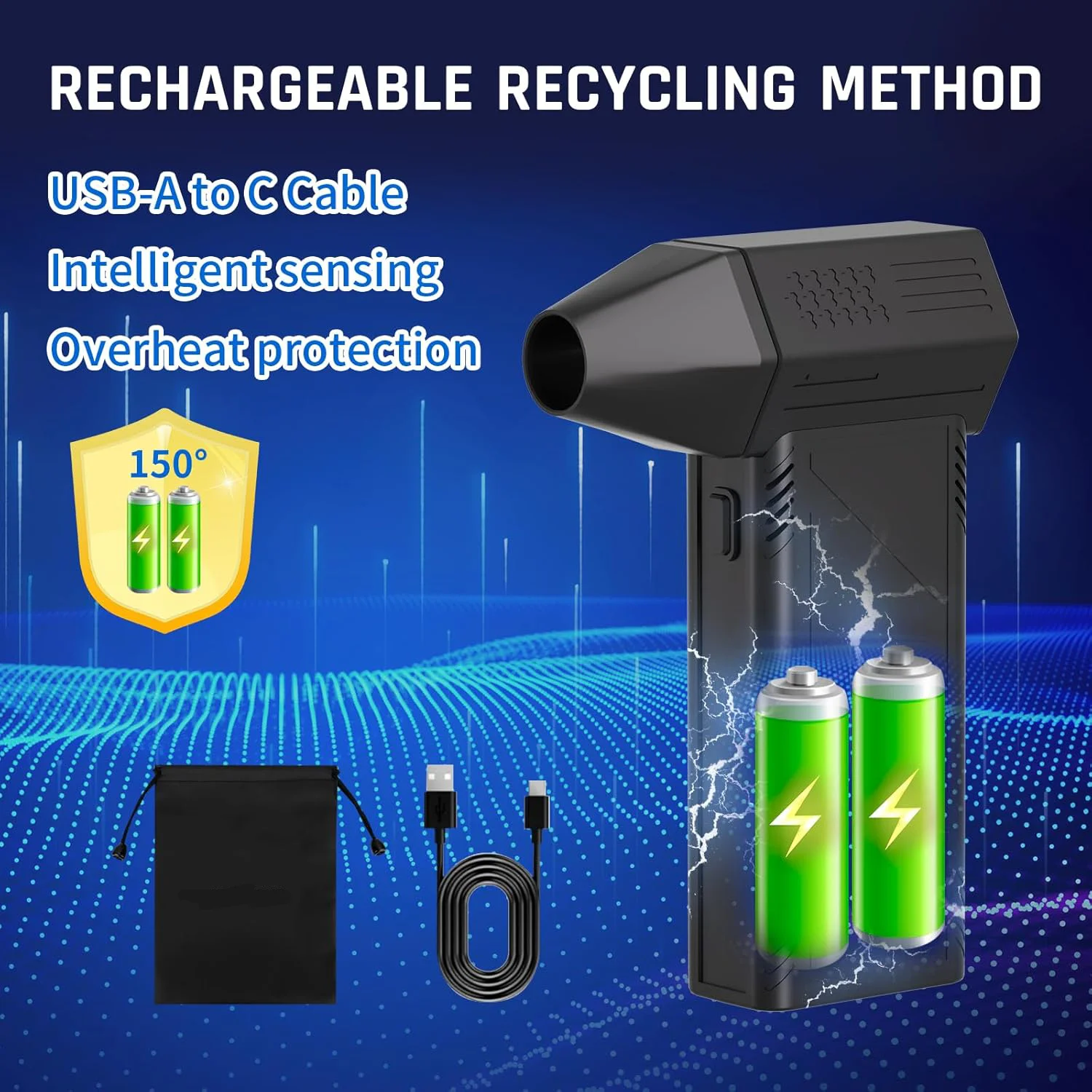 F.EASY.D Mini Metal Air Blower 130000RPM Portable Wireless Rechargeable Computer Keyboard Cleaning Air Duster