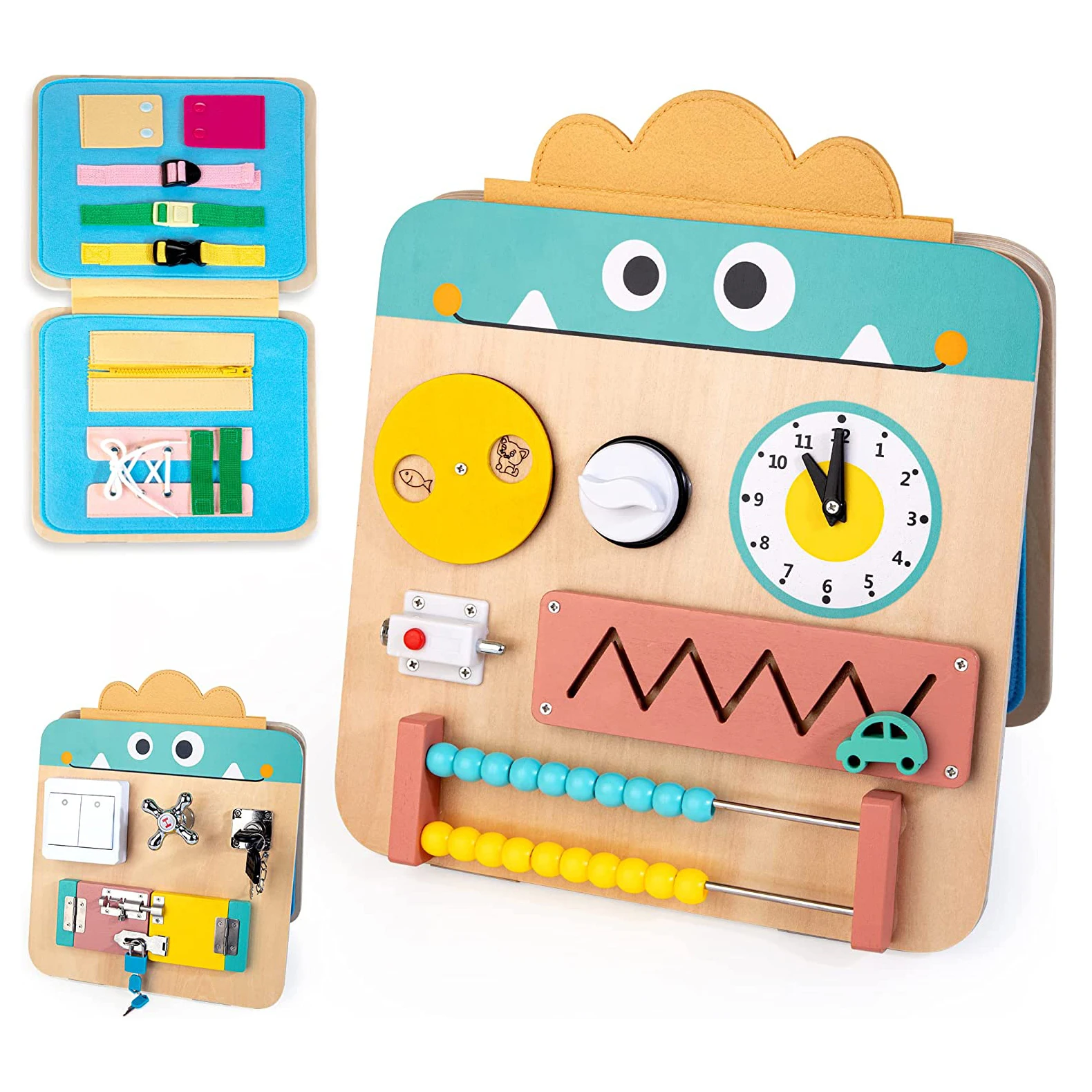 2023 New Wooden Felt Busy Board Sensory Toys for Toddlers 1-3 Gift Autism Educational Travel Toy,Busy Board Montessori Toy