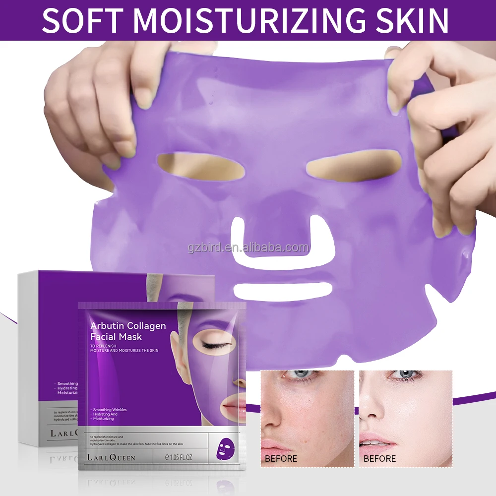 OEM Customized Natural Plant Extract Arbutin Facial Mask Filled with Collagen Wrinkle Removing and Moisturizing