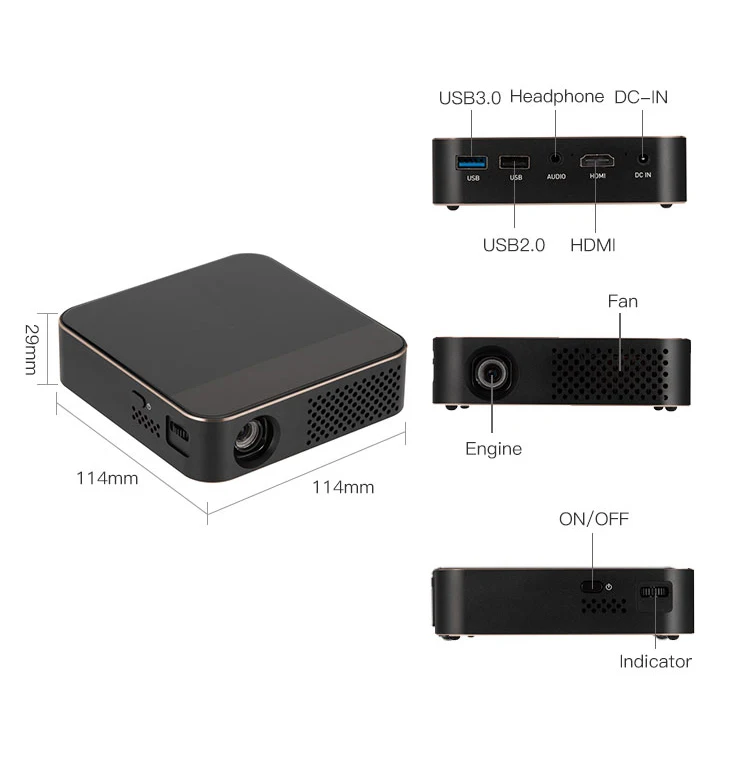 Android открытый цифровой Dlp проектор Мини портативный кинопроектор поддержка 1080P
