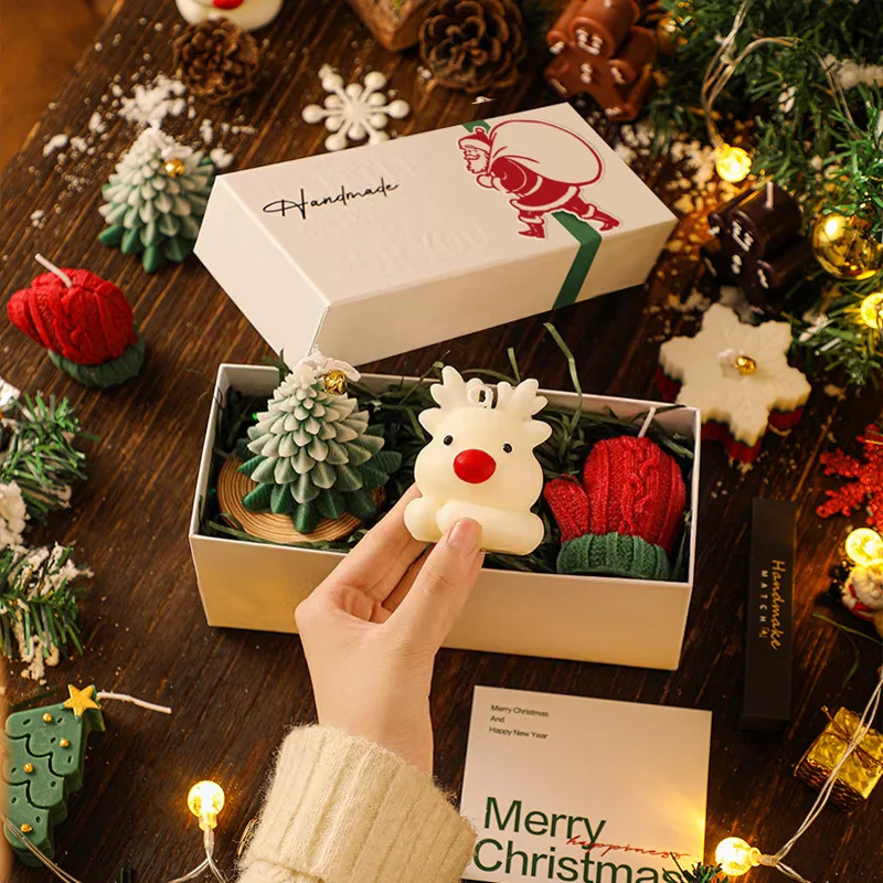 Customizable Christmas Tree Candle for Party Soy Wax Christmas Scented Candle Set Handmade Christmas Tree Shape Mini Candles