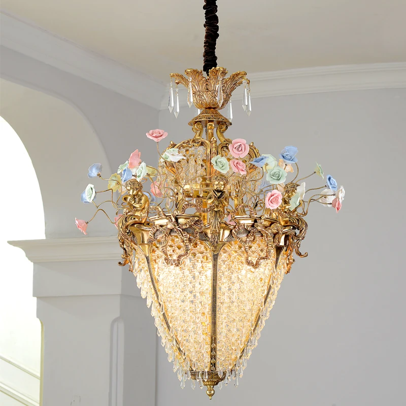2020 Hot Sell Products Modern Hanging Lamp China Manufacture Elegant Ceiling Light Antique Brass Crystal Chandeliers