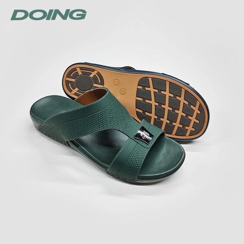 Wholesale custom logo flat arab dubai shoes manufacturer mens arabic sandal men pu leather slippers comfortable sandals