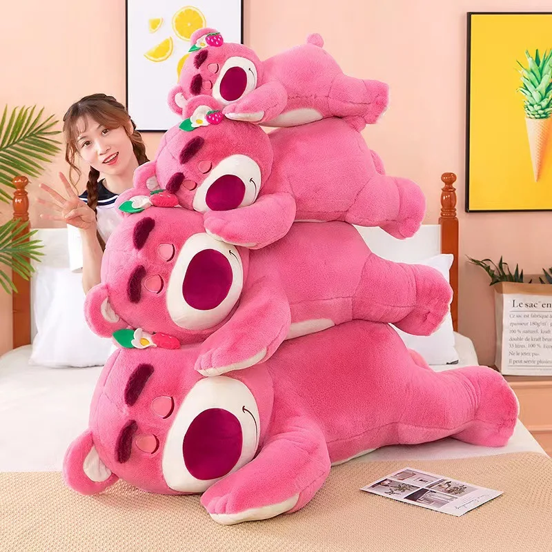 Soft Strawberry Bear Pillow Plush Toy Stuffed Doll with Fun Features for Girls Birthday Gifts Sleepy Bear with Soft Skin