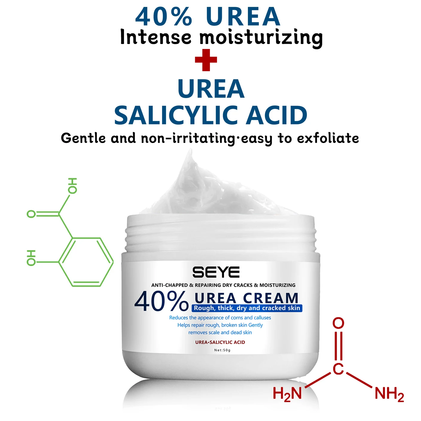 OEM 40% Urea Cream 2% Salicylic Acid Herbal Dead Cuticle Callus Remover Toenail Softener Keratolytic Skin Barrier Repair Plastic
