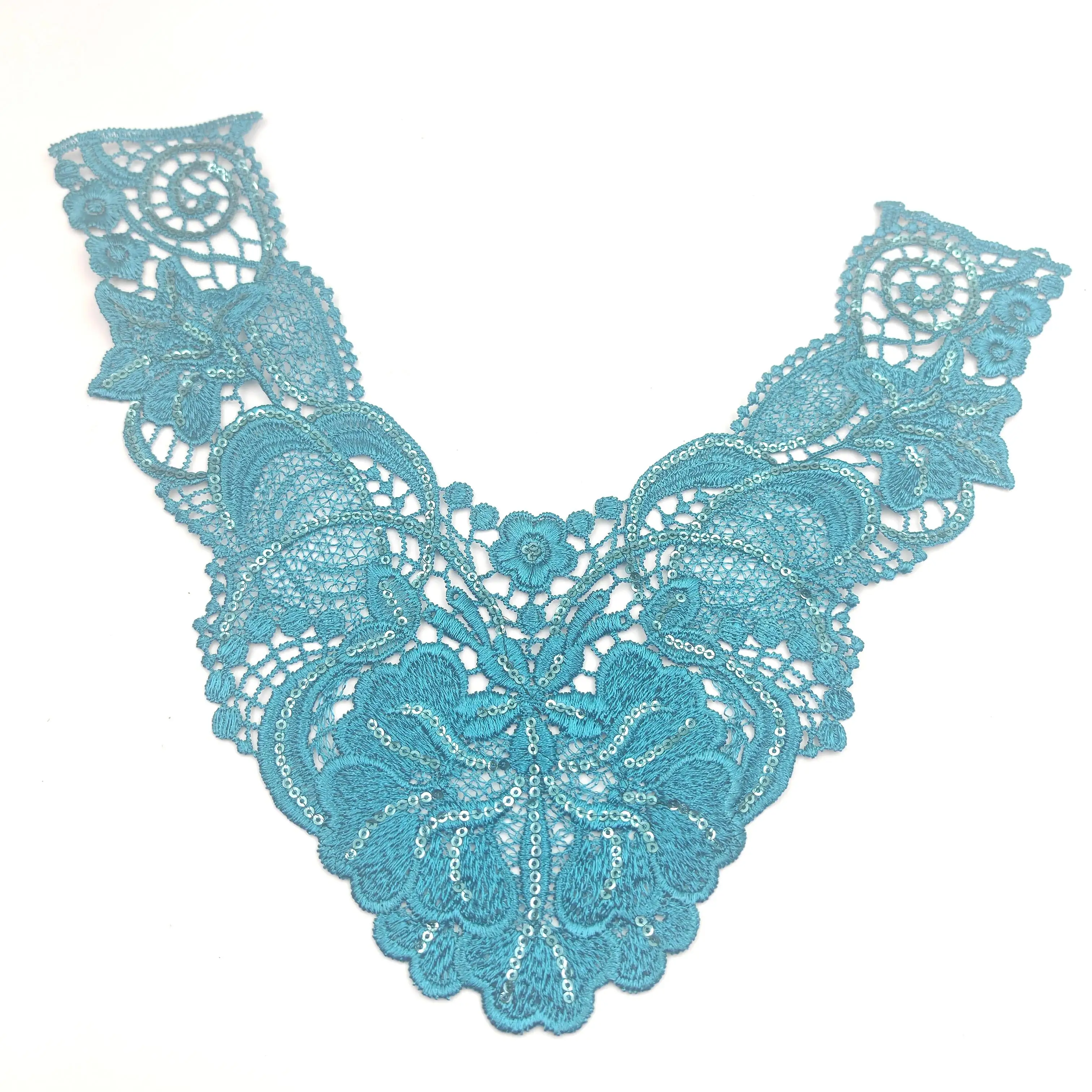 High Quality embroidered Lace Collar neckline Lace Applications Beaded Collars For Women